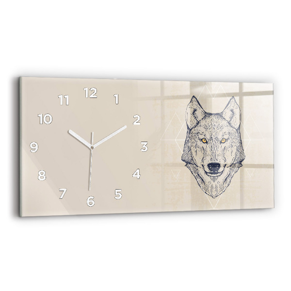 Horizontal wall clock Wolf head