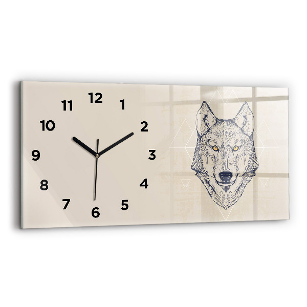 Horizontal wall clock Wolf head