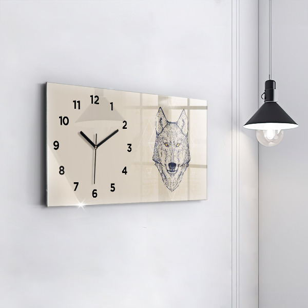 Horizontal wall clock Wolf head