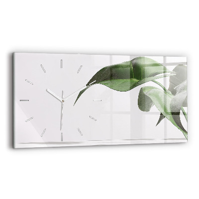Horizontal wall clock Abstract leaves