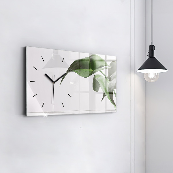 Horizontal wall clock Abstract leaves