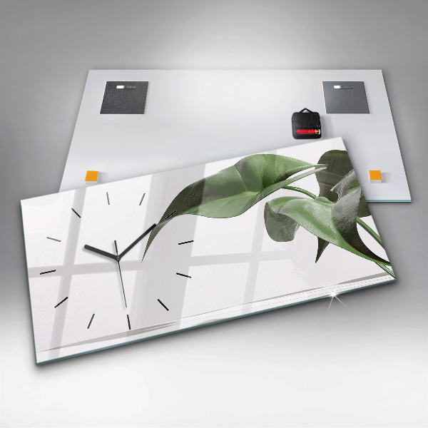 Horizontal wall clock Abstract leaves