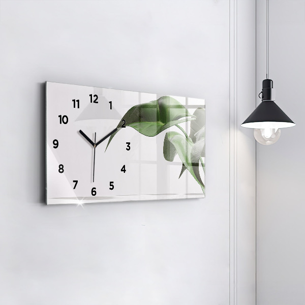 Horizontal wall clock Abstract leaves