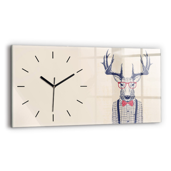 Horizontal wall clock Deer in a shirt
