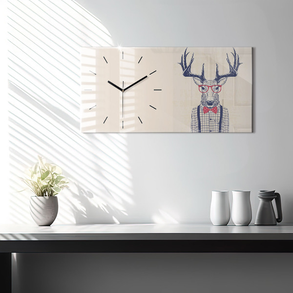 Horizontal wall clock Deer in a shirt