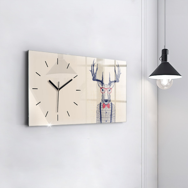 Horizontal wall clock Deer in a shirt