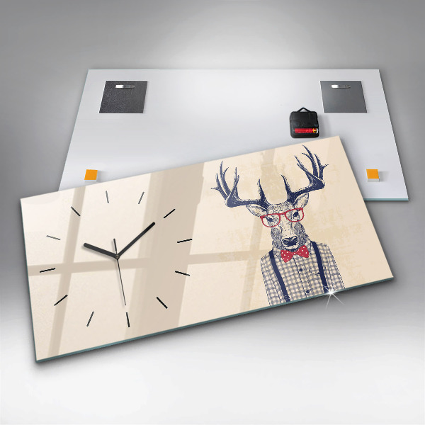 Horizontal wall clock Deer in a shirt