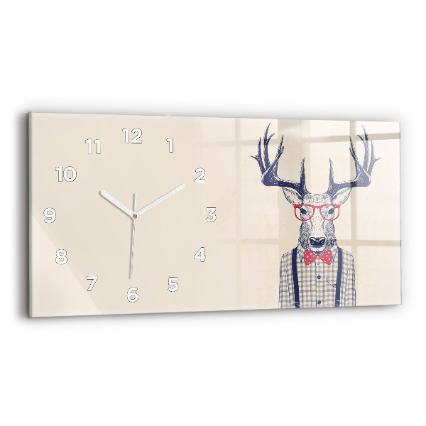 Horizontal wall clock Deer in a shirt