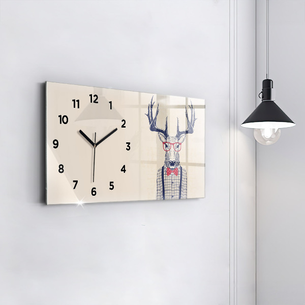 Horizontal wall clock Deer in a shirt