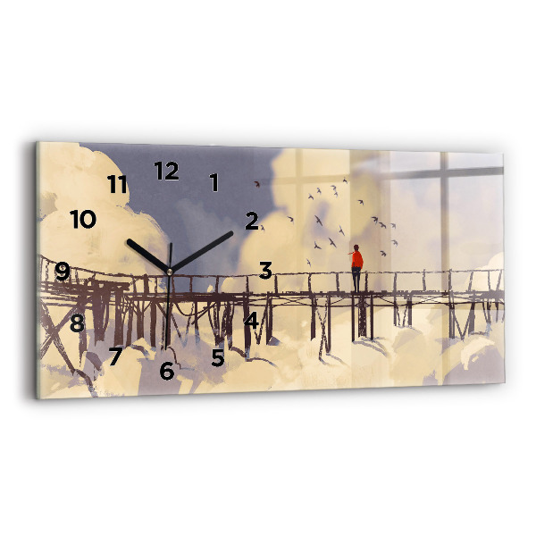Horizontal wall clock Man on the old bridge