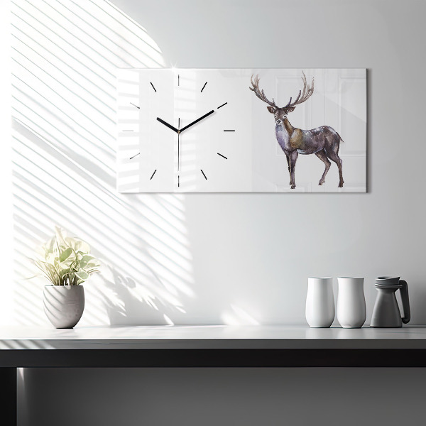 Horizontal wall clock Deer King of the Forest
