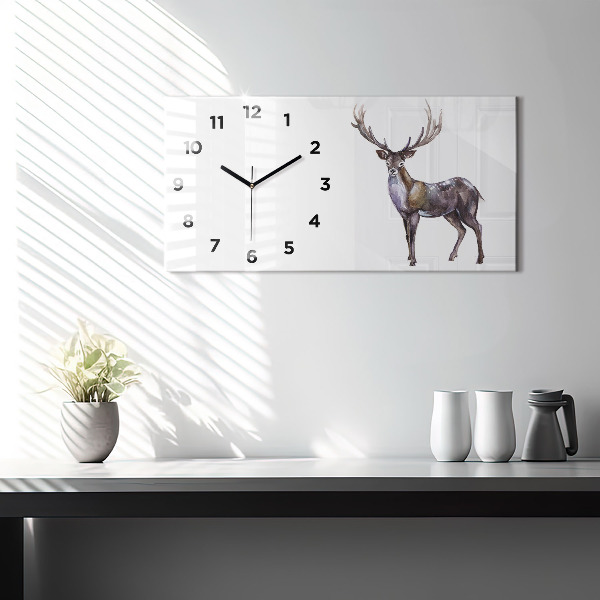 Horizontal wall clock Deer King of the Forest