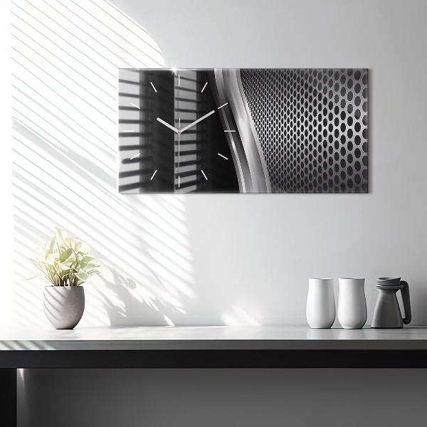 Horizontal wall clock Black metal abstraction