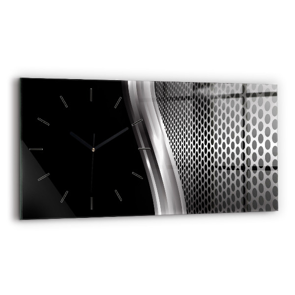 Horizontal wall clock Black metal abstraction