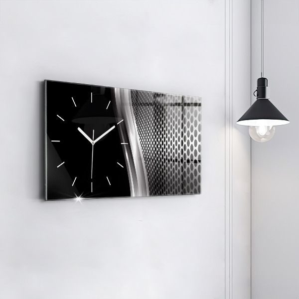 Horizontal wall clock Black metal abstraction