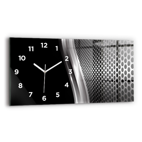 Horizontal wall clock Black metal abstraction