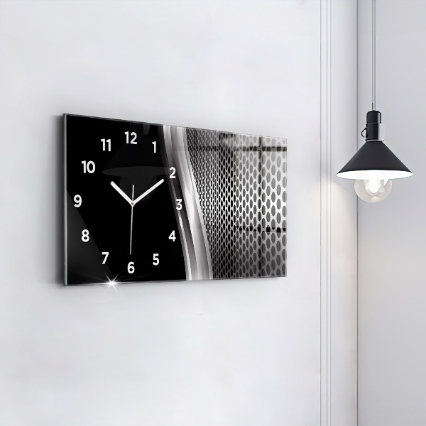 Horizontal wall clock Black metal abstraction