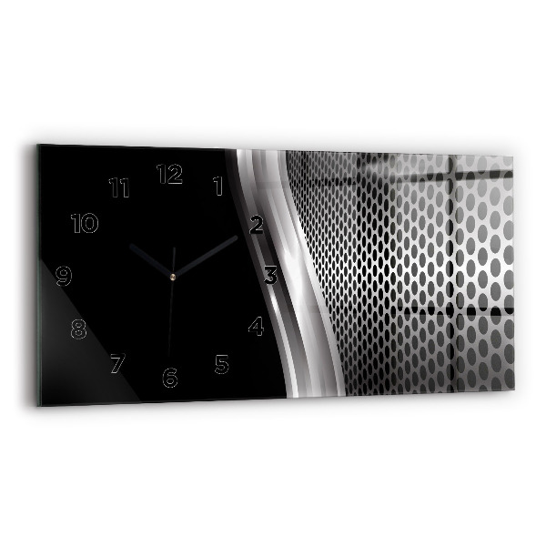 Horizontal wall clock Black metal abstraction