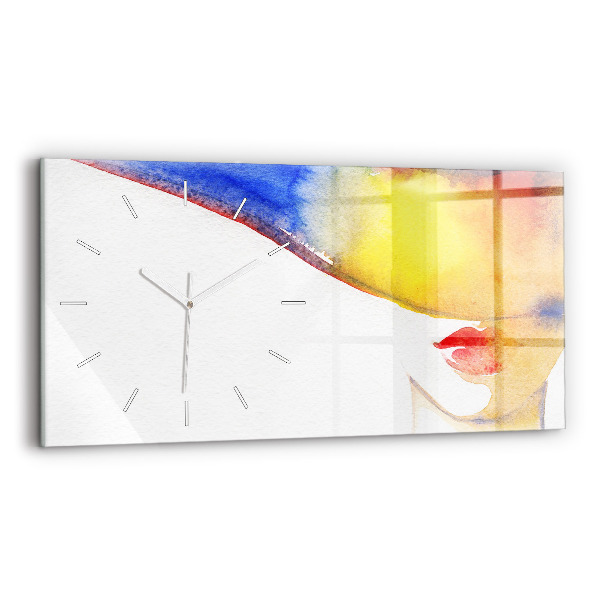 Horizontal wall clock Woman in a hat