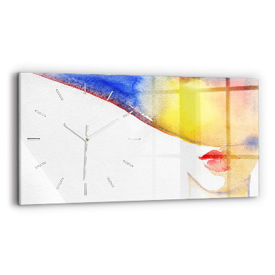 Horizontal wall clock Woman in a hat