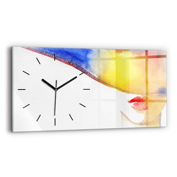 Horizontal wall clock Woman in a hat