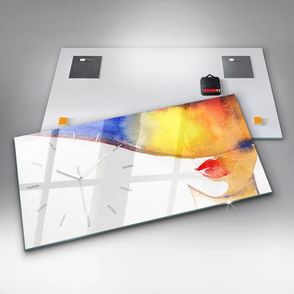 Horizontal wall clock Woman in a hat