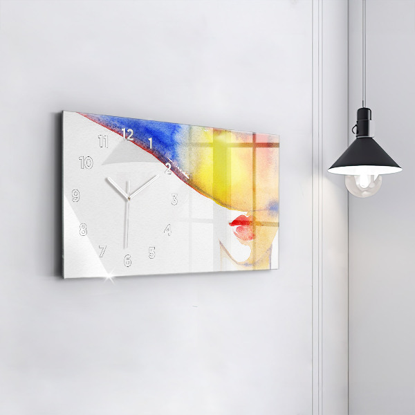 Horizontal wall clock Woman in a hat