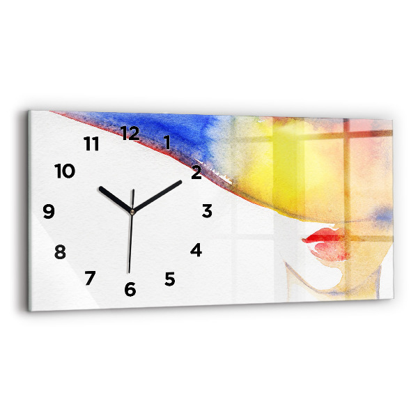 Horizontal wall clock Woman in a hat