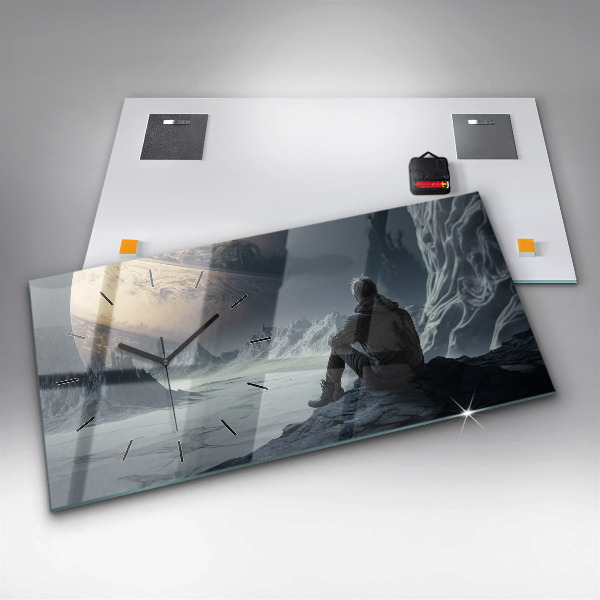 Horizontal wall clock Man Space Planet