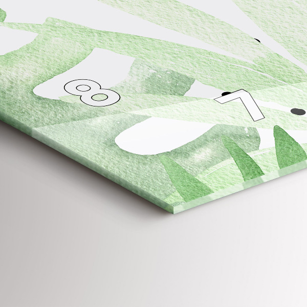 Horizontal wall clock Green leaves