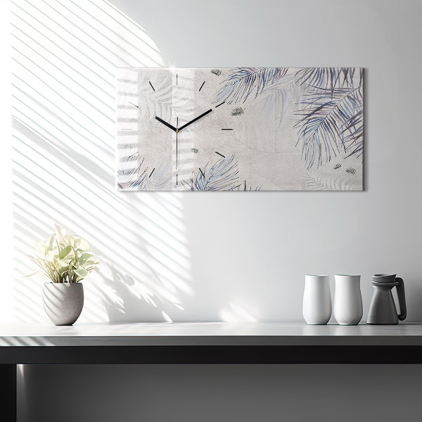 Horizontal wall clock Palm leaf