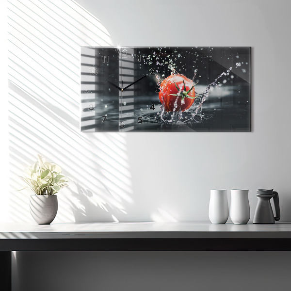Horizontal wall clock Tomato