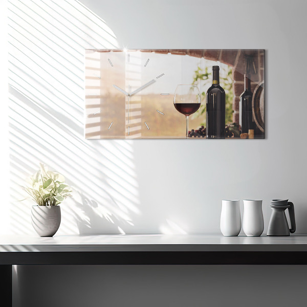 Horizontal wall clock Bottles of wine