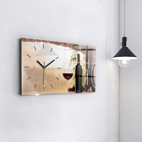 Horizontal wall clock Bottles of wine
