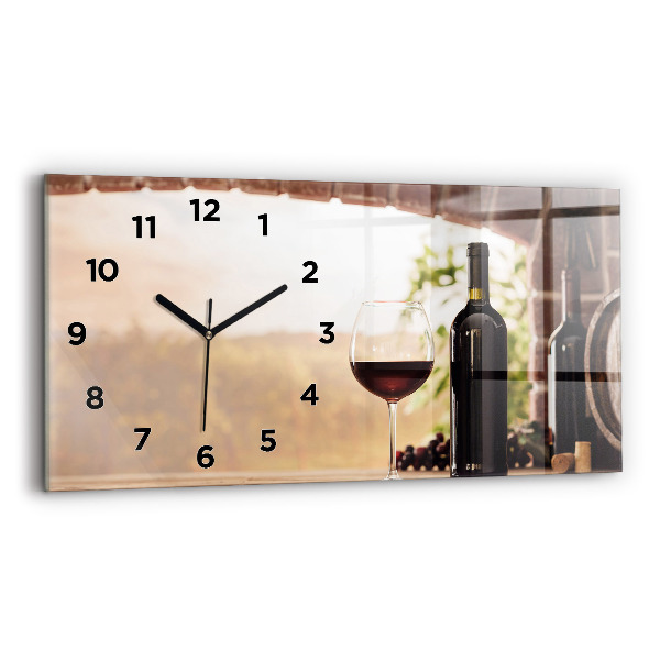 Horizontal wall clock Bottles of wine