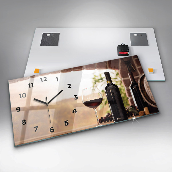 Horizontal wall clock Bottles of wine