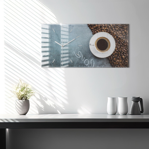 Horizontal wall clock A cup of coffee