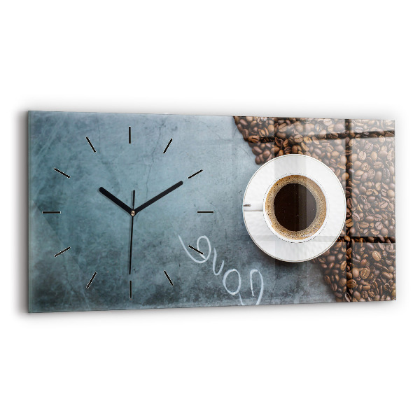 Horizontal wall clock A cup of coffee