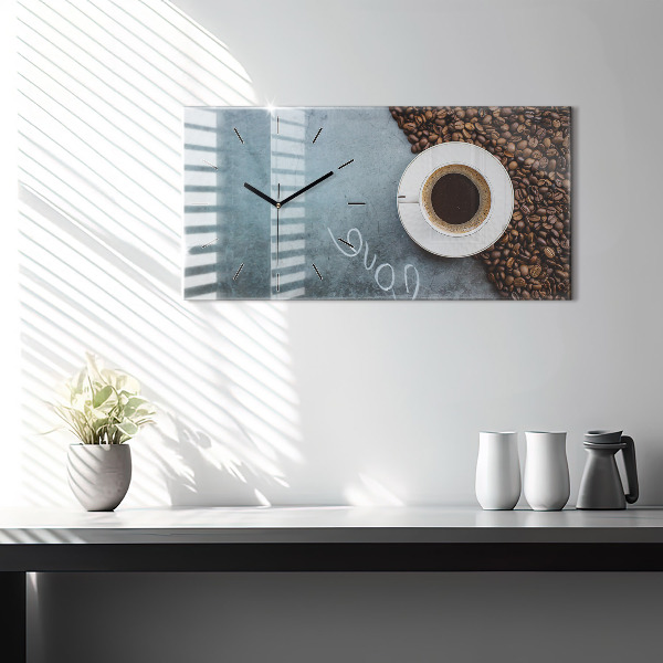 Horizontal wall clock A cup of coffee