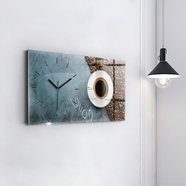 Horizontal wall clock A cup of coffee