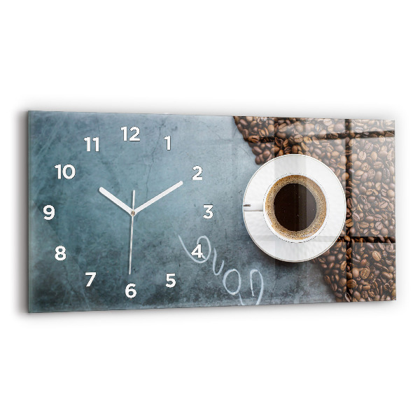 Horizontal wall clock A cup of coffee