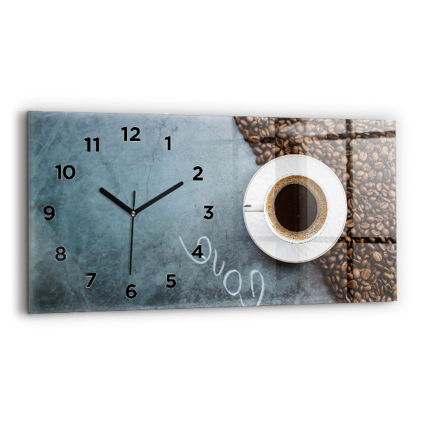 Horizontal wall clock A cup of coffee