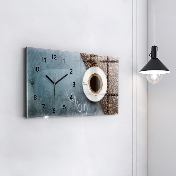Horizontal wall clock A cup of coffee