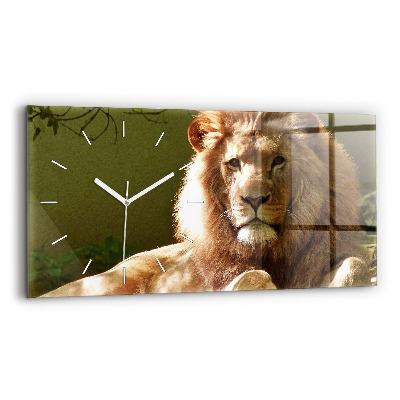 Horizontal wall clock Portrait of a Lion