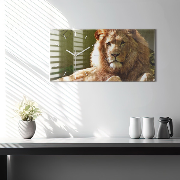 Horizontal wall clock Portrait of a Lion