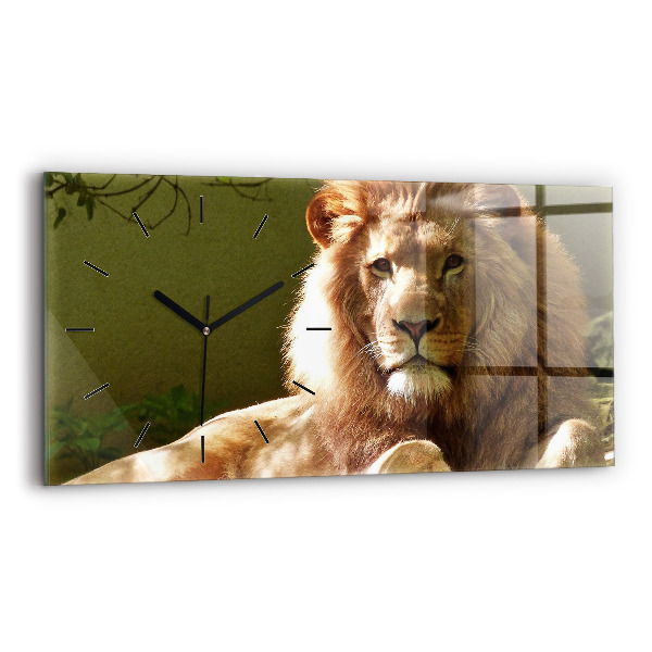 Horizontal wall clock Portrait of a Lion