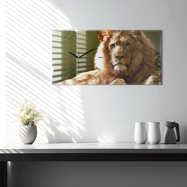 Horizontal wall clock Portrait of a Lion