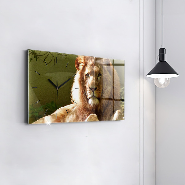 Horizontal wall clock Portrait of a Lion
