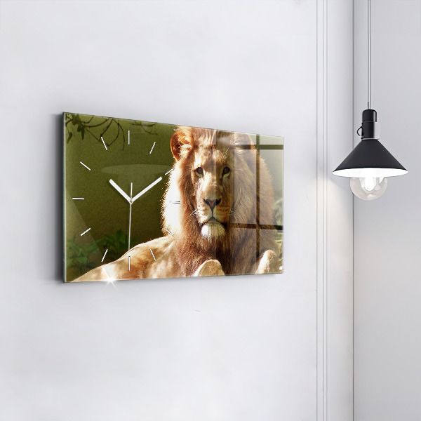Horizontal wall clock Portrait of a Lion