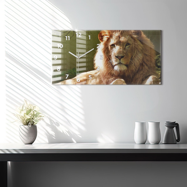 Horizontal wall clock Portrait of a Lion